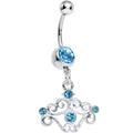 BodyCandy Aqua Gem Fancy Swirled Cupcake Dangle Belly Ring — main product shot