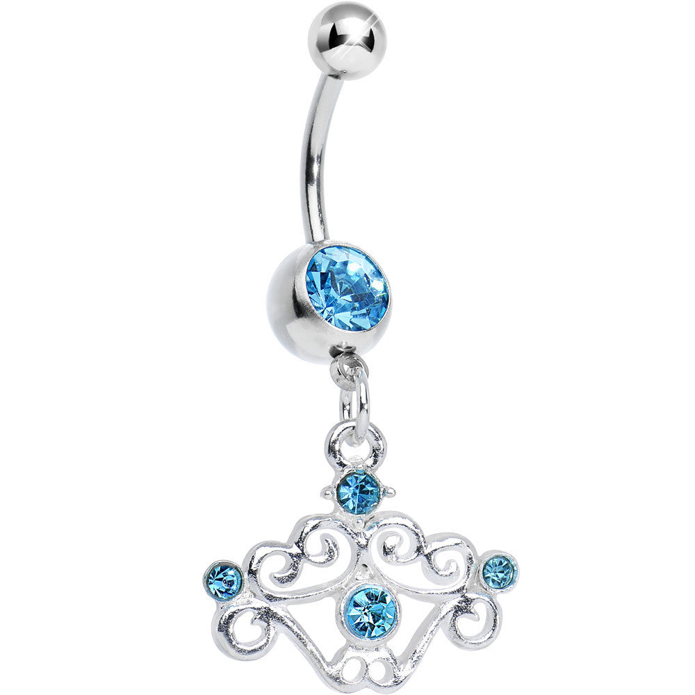 BodyCandy Aqua Gem Fancy Swirled Cupcake Dangle Belly Ring — main product shot