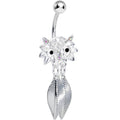 BodyCandy Aurora Gem Gleaming Feathers Surprised Owl Dangle Belly Ring — main product shot