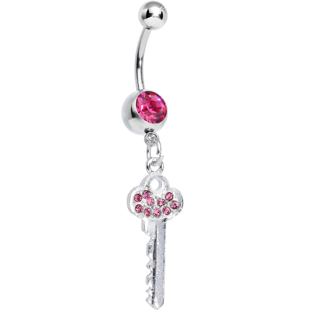 BodyCandy Pink Gem Jazzy Glam Key Dangle Belly Ring — main product shot