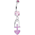 BodyCandy Pink Gem Glitter Cross and Heart Dangle Belly Ring — main product shot