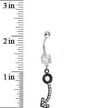 BodyCandy Clear Gem Black Glamour Arrow Dangle Belly Ring — detail close-up