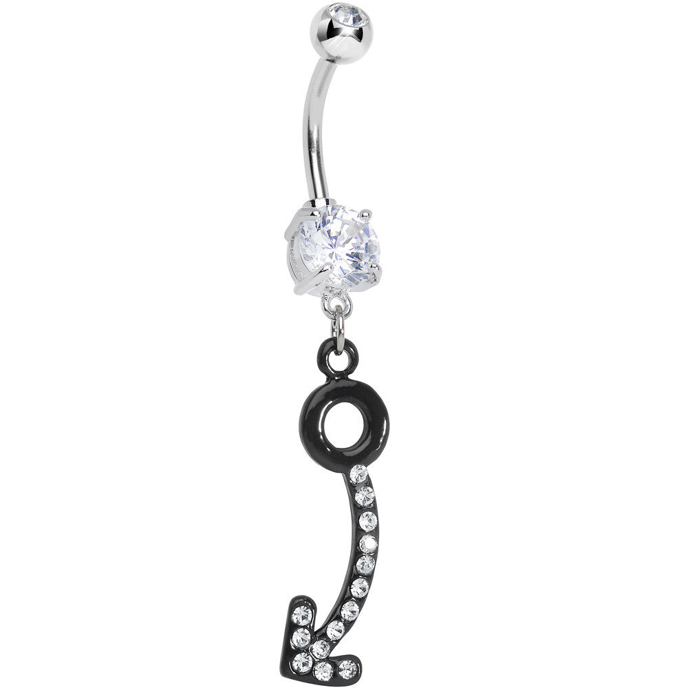 BodyCandy Clear Gem Black Glamour Arrow Dangle Belly Ring — main product shot