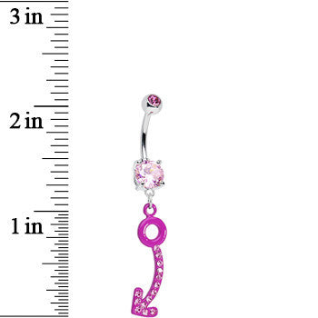 BodyCandy Pink Gem Pink Glamour Arrow Dangle Belly Ring — detail close-up