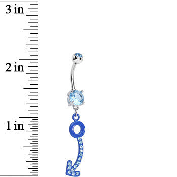 BodyCandy Aqua Gem Blue Glamour Arrow Dangle Belly Ring — detail close-up
