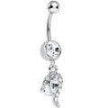 BodyCandy Clear Gem Half Heart Dangle Belly Ring — main product shot