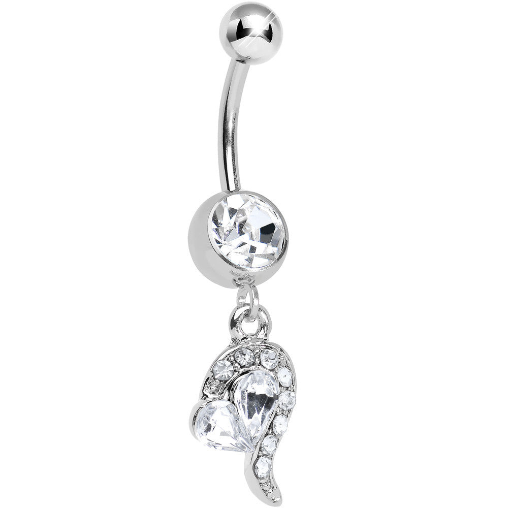 BodyCandy Clear Gem Half Heart Dangle Belly Ring — main product shot