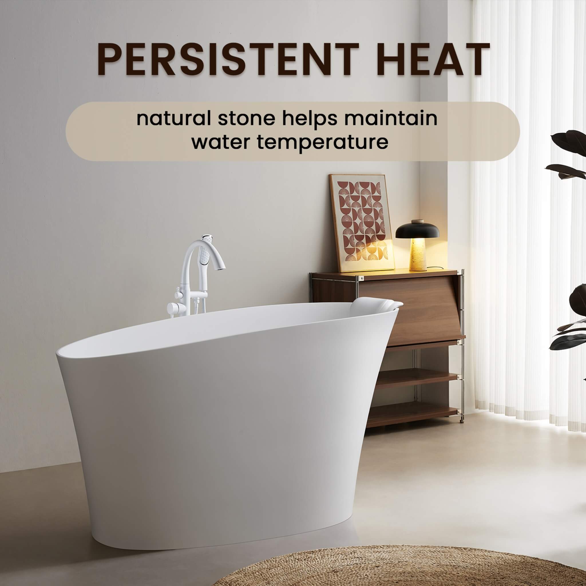 Nuvia 51-Inch Solid Surface Oval Freestanding Bathtub With Seat And Headrest (SAK61983) – SAKSBY WHOLESALE, view 4