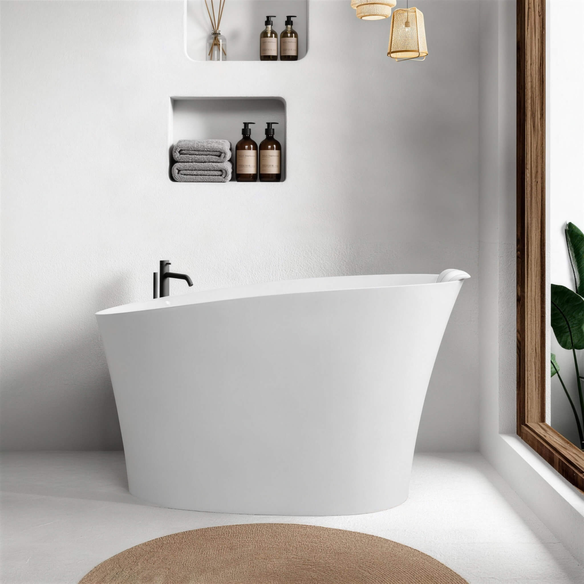 Nuvia 51-Inch Solid Surface Oval Freestanding Bathtub With Seat And Headrest (SAK61983) – SAKSBY WHOLESALE, view 8