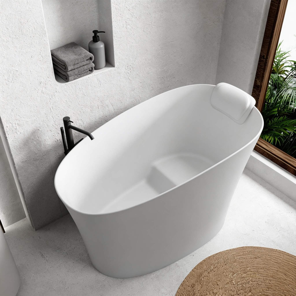 Nuvia 51-Inch Solid Surface Oval Freestanding Bathtub With Seat And Headrest (SAK61983) – SAKSBY WHOLESALE, view 7