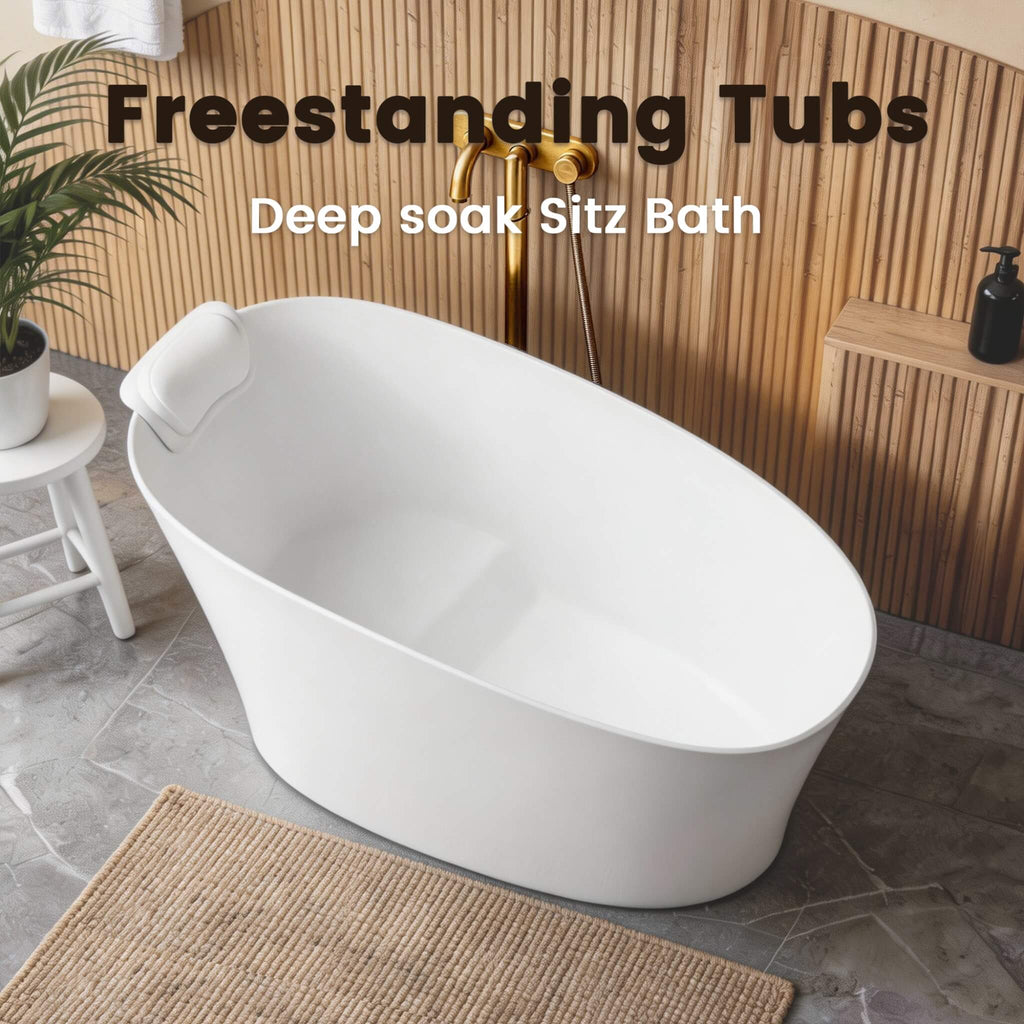 Nuvia 51-Inch Solid Surface Oval Freestanding Bathtub With Seat And Headrest (SAK61983) – SAKSBY WHOLESALE, view 5