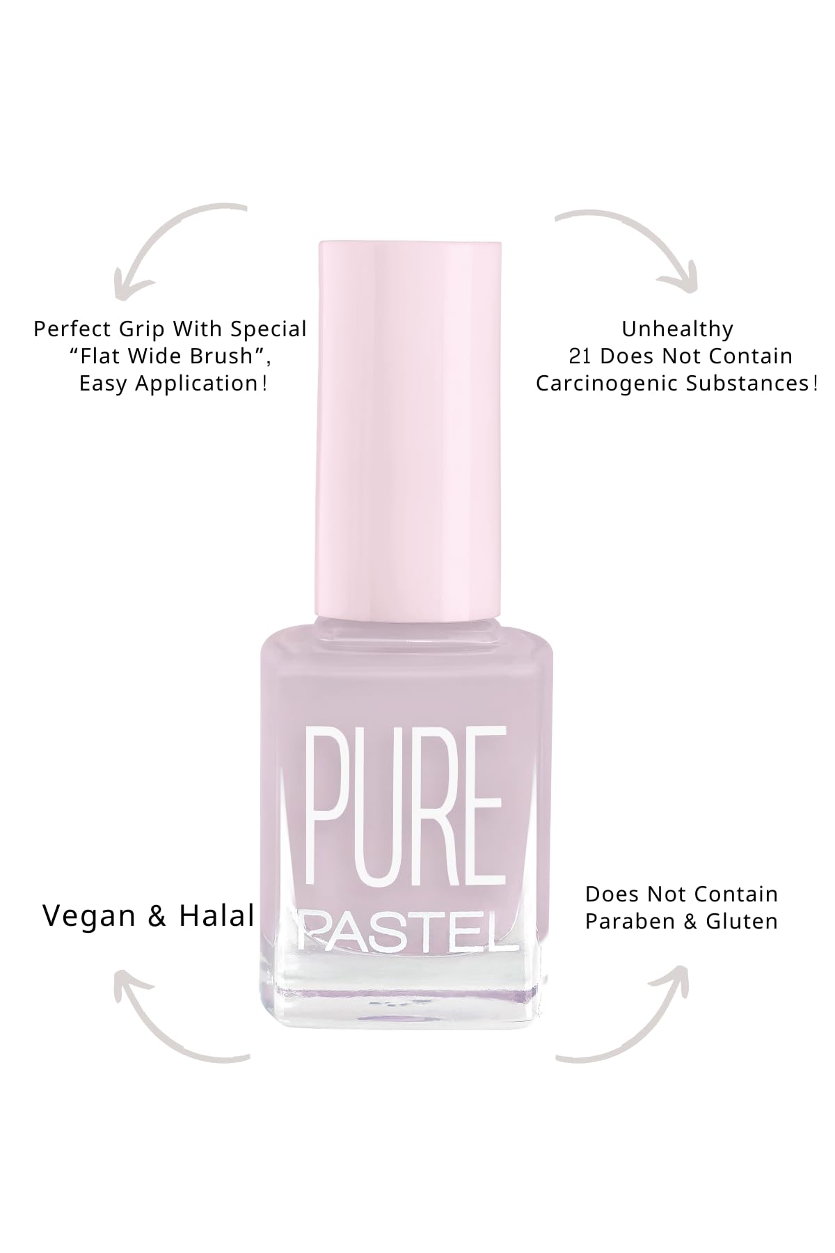 Pastel Pure 609 Vegan Nail Polish - 13ml, Cruelty-Free, Toxic-Free, Thick Brush for Dense Coverage