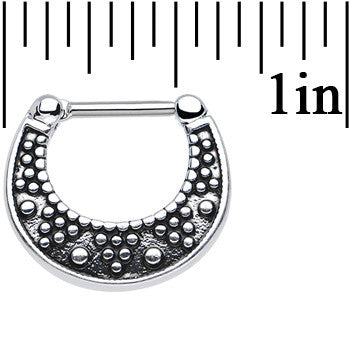 BodyCandy 16G 5/16 Stainless Steel Aztec Wonders Septum Clicker — detail close-up
