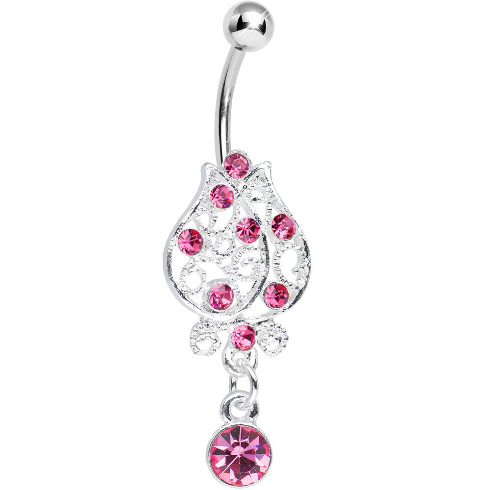 BodyCandy Pink Gem Brilliant Rosebud Dangle Belly Ring — main product shot