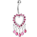 BodyCandy Pink Gem Super Sparkle Drops and Hollow Heart Dangle Belly Ring — main product shot