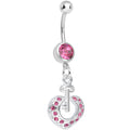 BodyCandy Pink Gem Your Heart Has the Key Dangle Belly Ring — main product shot