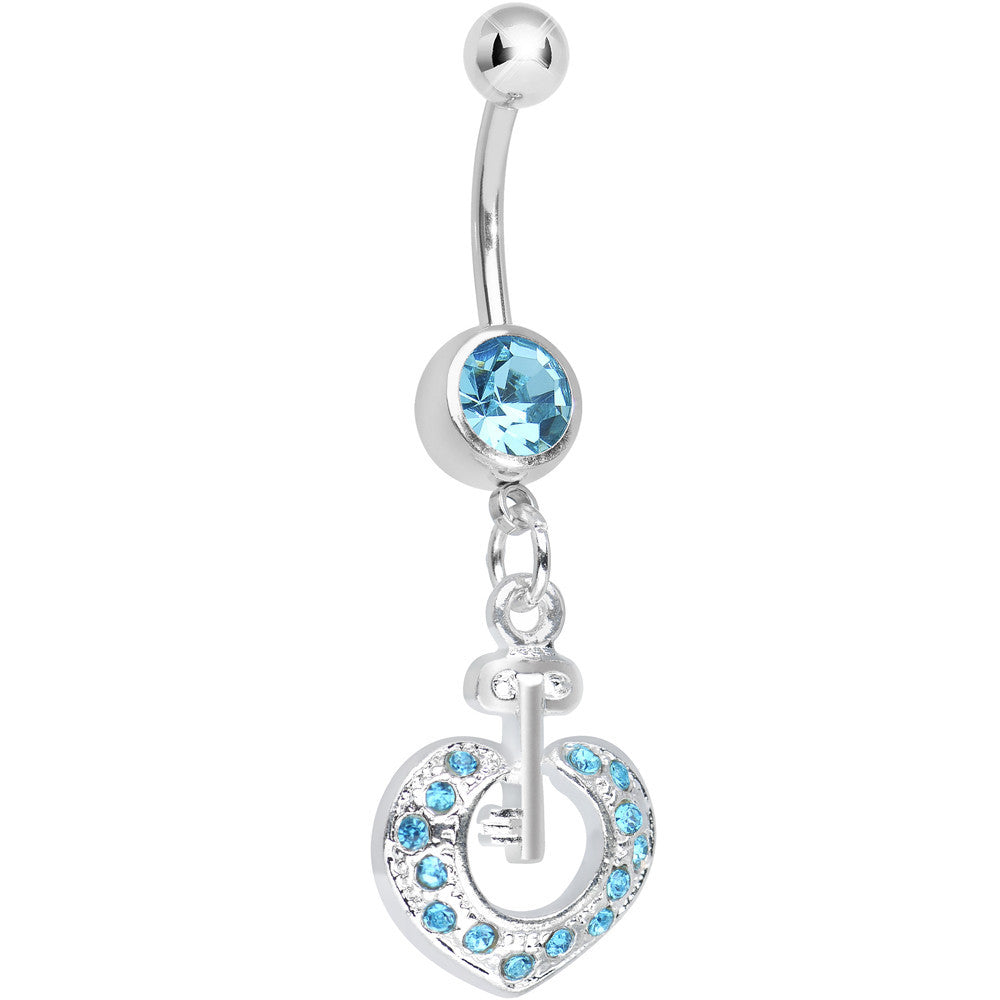 BodyCandy Aqua Gem Your Heart Has the Key Dangle Belly Ring — main product shot