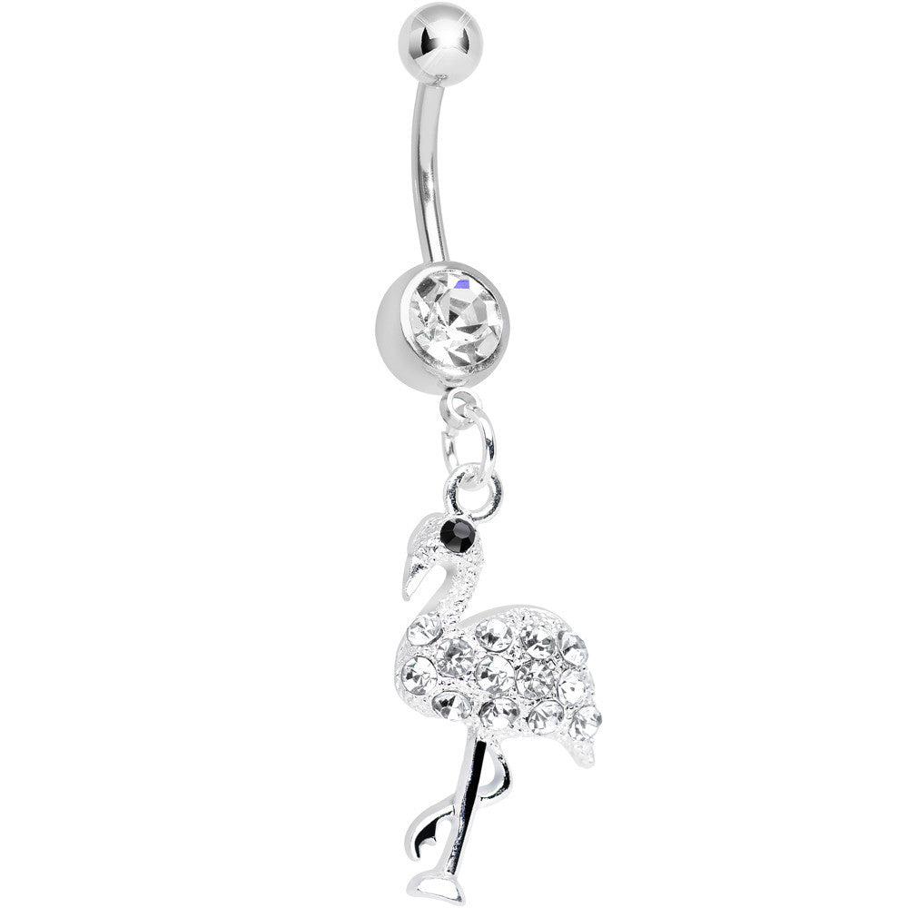 BodyCandy Crystalline Gem Ready to Party Flamingo Dangle Belly Ring — main product shot