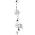 BodyCandy Crystalline Gem Ready to Party Flamingo Dangle Belly Ring — main product shot