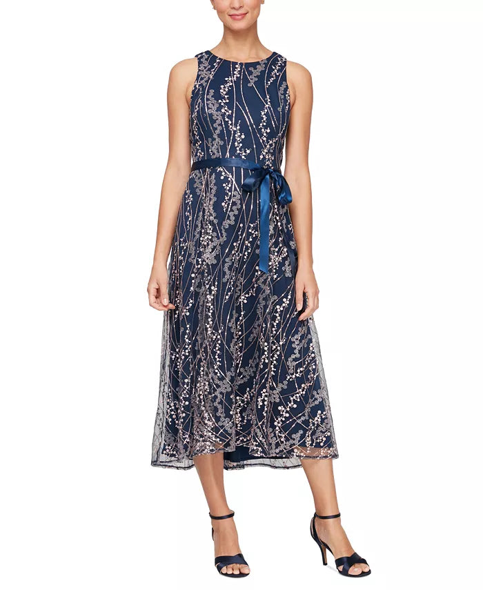 KADOU BOUTIQUE Embroidered Sleeveless Midi Dress — main product shot