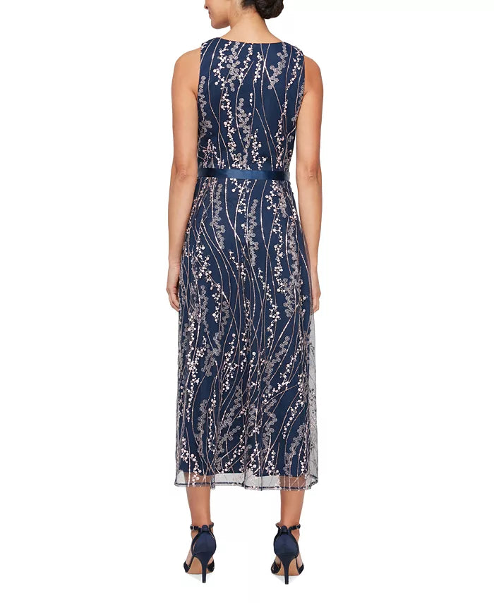KADOU BOUTIQUE Embroidered Sleeveless Midi Dress — detail close-up
