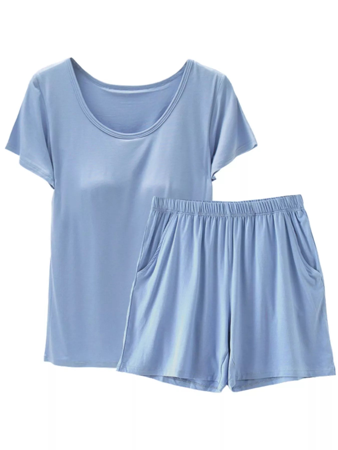 Plus Size Padded Modal Short Sleeve T-Shirt and Shorts Set