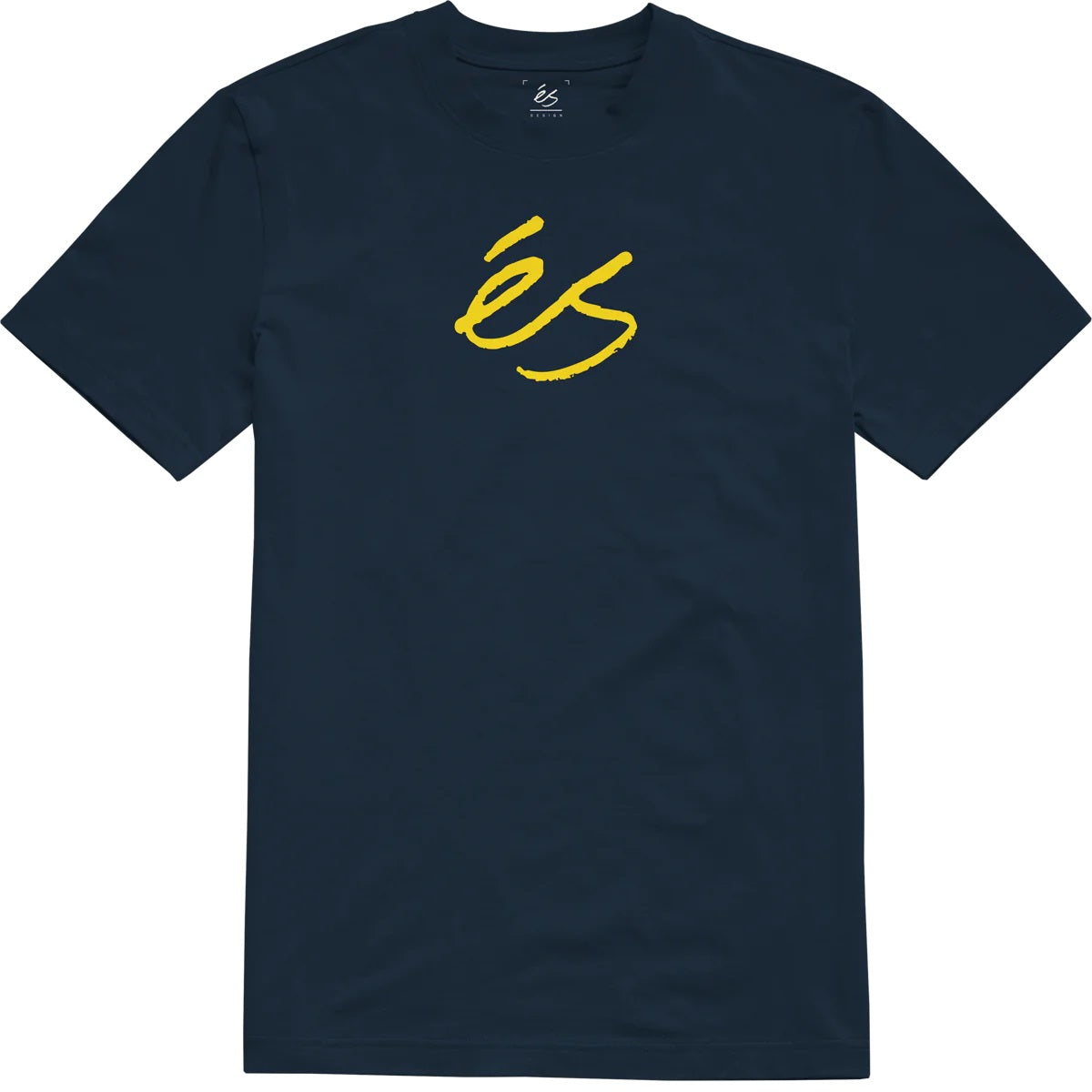 éS Script Mid SS Tee - Navy/Yellow by Skates USA