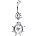 BodyCandy Clear CZ Shimmering Sailor Captain Wheel Dangle Belly Ring — main product shot