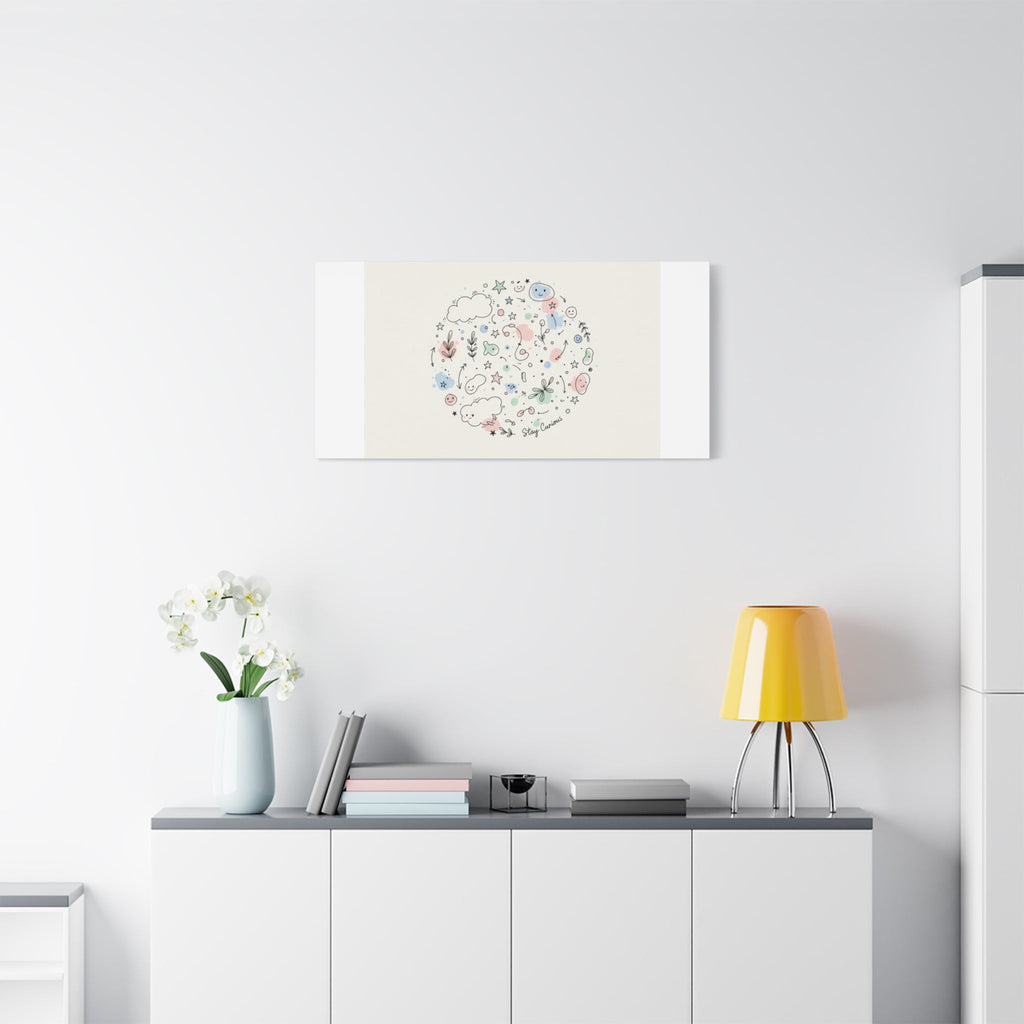 Doodle Circle Line Drawing Matte Canvas, Hand-Drawn Sketch Art