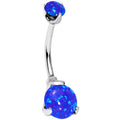 BodyCandy Double Blue Synthetic Opal Internally Threaded Belly Ring — main product shot