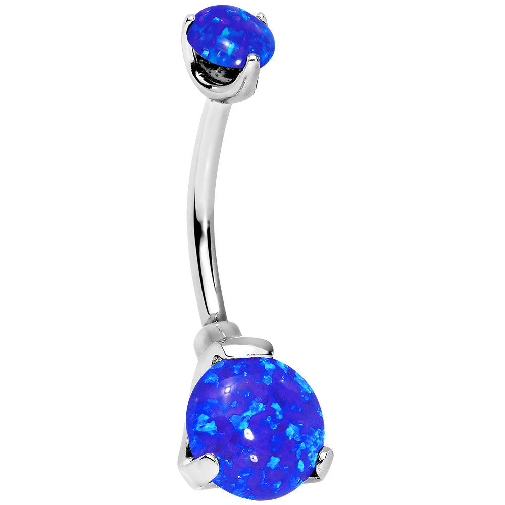 BodyCandy Double Blue Synthetic Opal Internally Threaded Belly Ring — main product shot