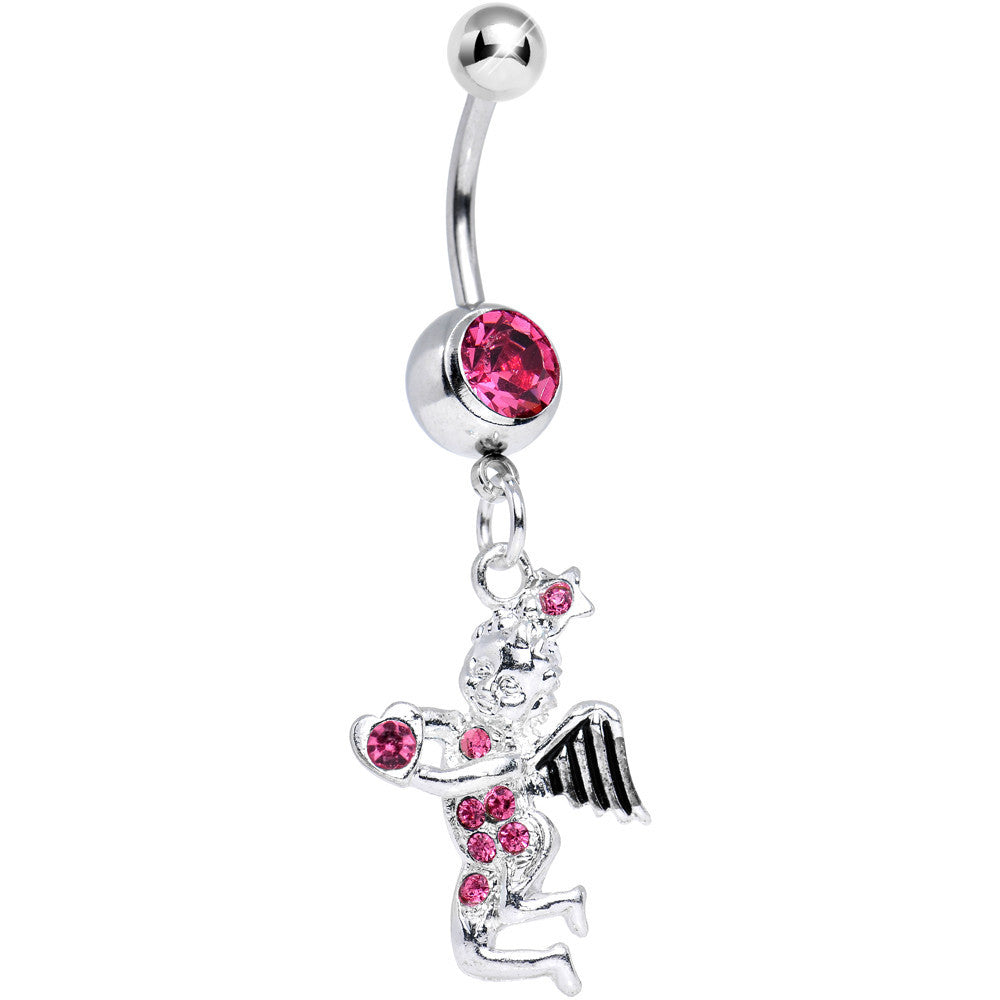 BodyCandy Pink Gem Cherubic Angel Dangle Belly Ring — main product shot