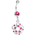 BodyCandy Pink Gem Summertime Open Flower Petal Dangle Belly Ring — main product shot