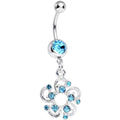 BodyCandy Aqua Gem Summertime Open Flower Petal Dangle Belly Ring — main product shot