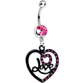BodyCandy Pink Gem Always in Love Dark Heart Dangle Belly Ring — main product shot