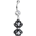 BodyCandy Clear Gem Black Frilly London Lace Dangle Belly Ring — main product shot