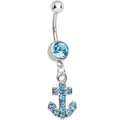 BodyCandy Aqua Gem Sparkle Anchor Dangle Belly Ring — main product shot