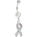 BodyCandy Aurora Gem Fashionable Awareness Ribbon Dangle Belly Ring — main product shot