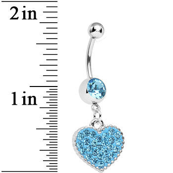 BodyCandy Aqua Gem Morning Sunrise Heart Belly Ring — detail close-up