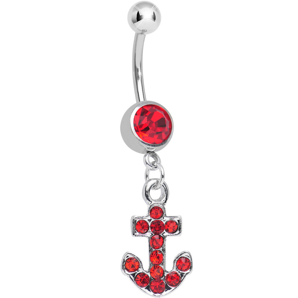 BodyCandy Red Gem Sparkle Anchor Dangle Belly Ring — main product shot
