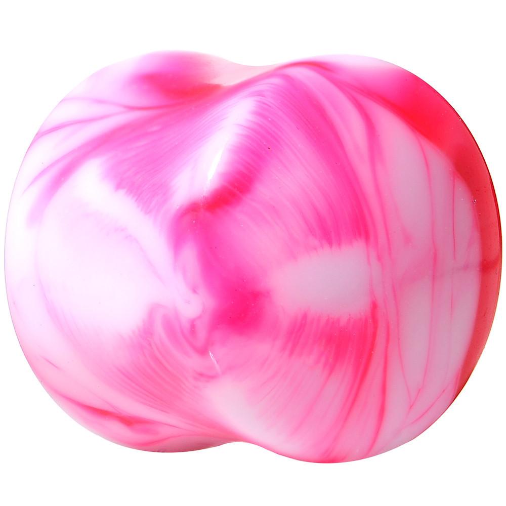 BodyCandy Acrylic Pink and White Marbled Saddle Plug 6G to 1 Inch — alternative angle