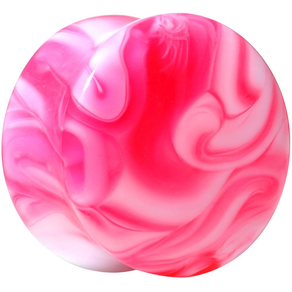 BodyCandy Acrylic Pink and White Marbled Saddle Plug 6G to 1 Inch — packaging