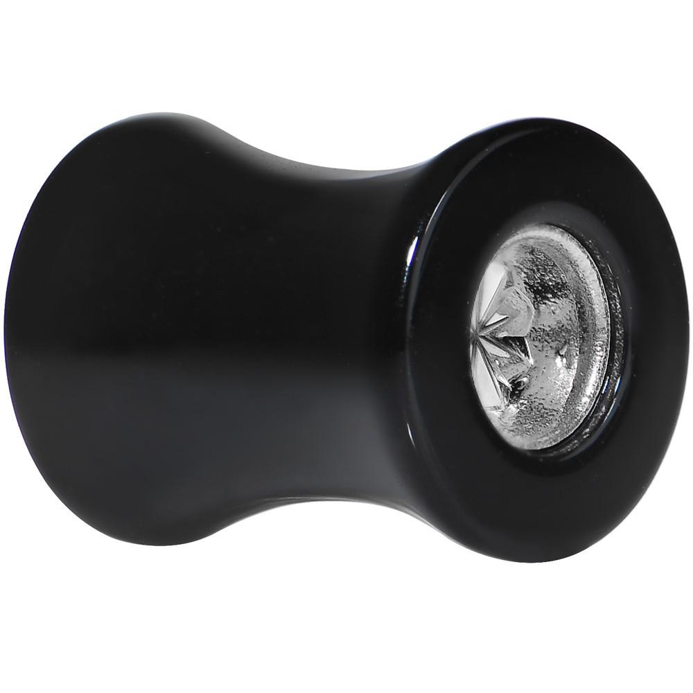 BodyCandy Black Acrylic Grey Flashy Tire Rim Saddle Plug 2G to 20mm — side view