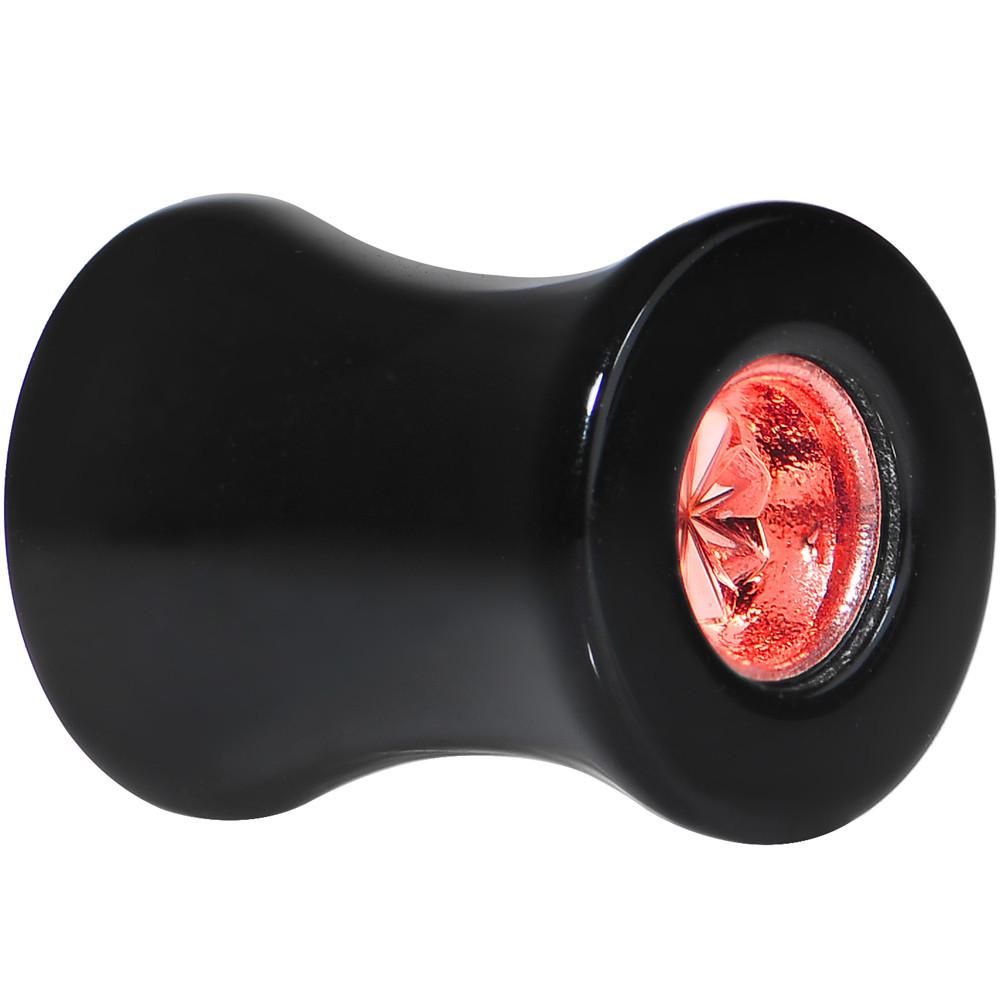 BodyCandy Black Acrylic Red Flashy Tire Rim Saddle Plug 2G to 20mm — side view