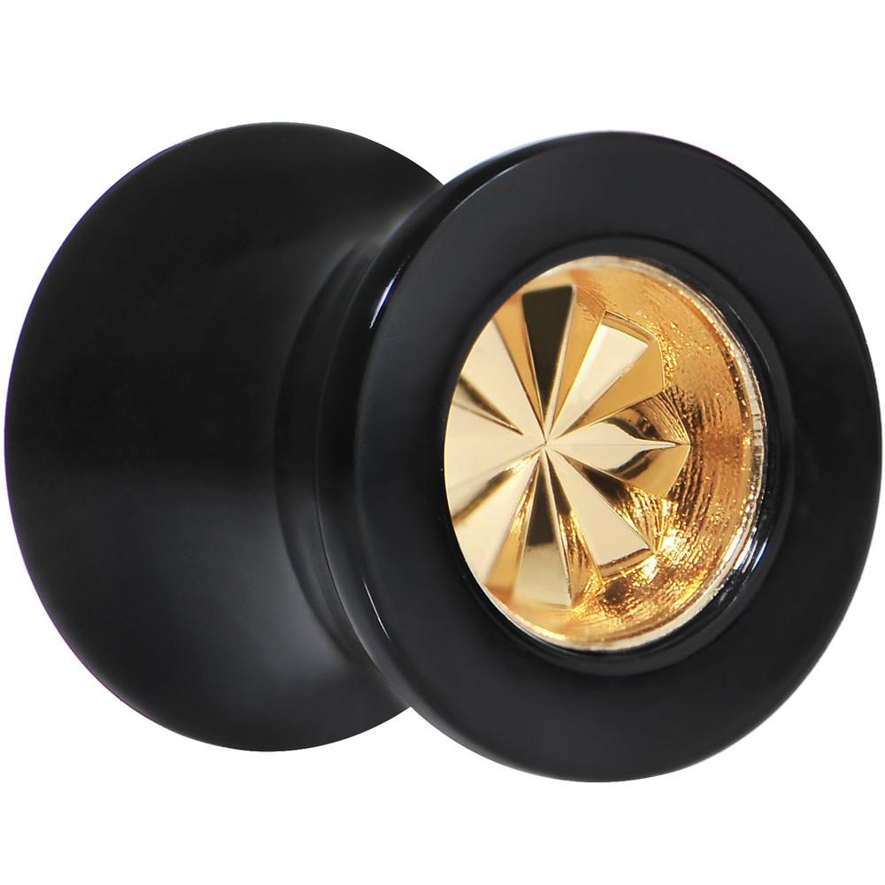 BodyCandy Black Acrylic Gold Flashy Tire Rim Saddle Plug 2G to 20mm — lifestyle context