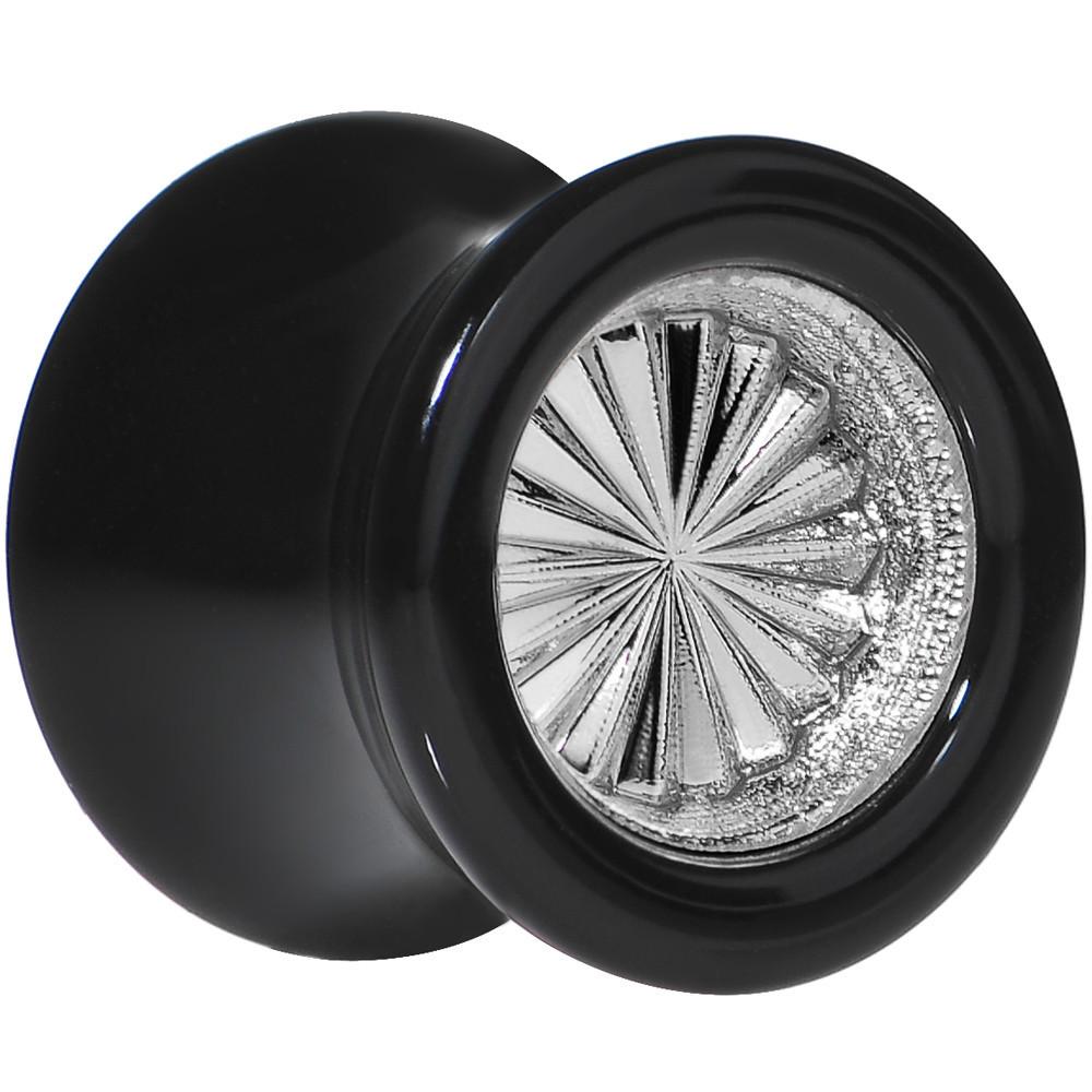 BodyCandy Black Acrylic Grey Flashy Tire Rim Saddle Plug 2G to 20mm — main product shot