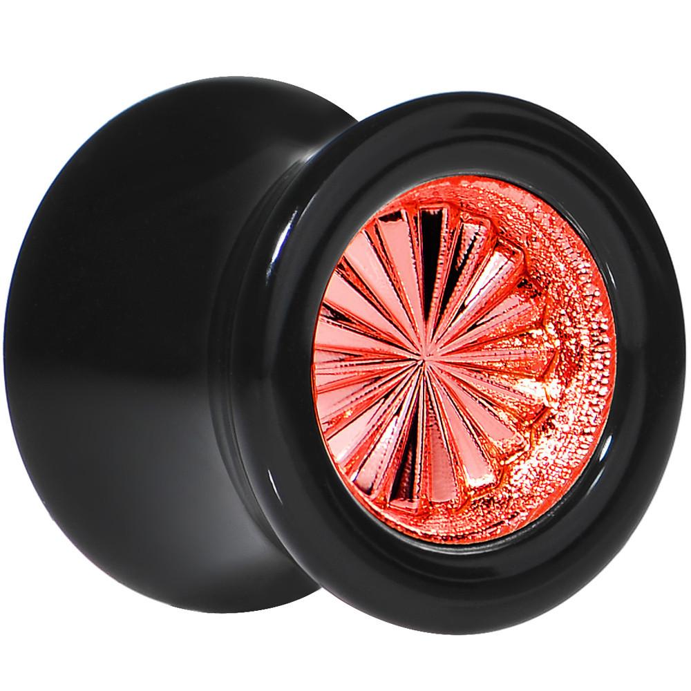 BodyCandy Black Acrylic Red Flashy Tire Rim Saddle Plug 2G to 20mm — main product shot