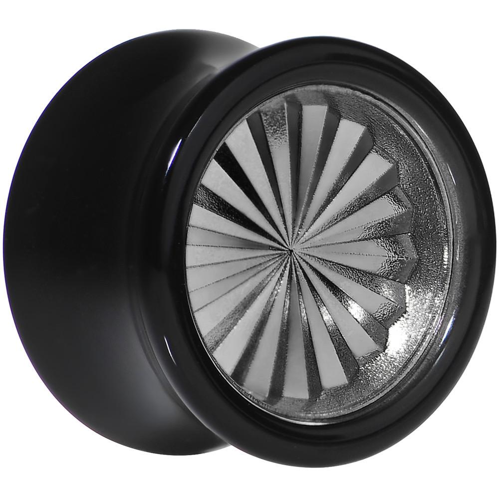 BodyCandy Black Acrylic Grey Flashy Tire Rim Saddle Plug 2G to 20mm — alternative angle