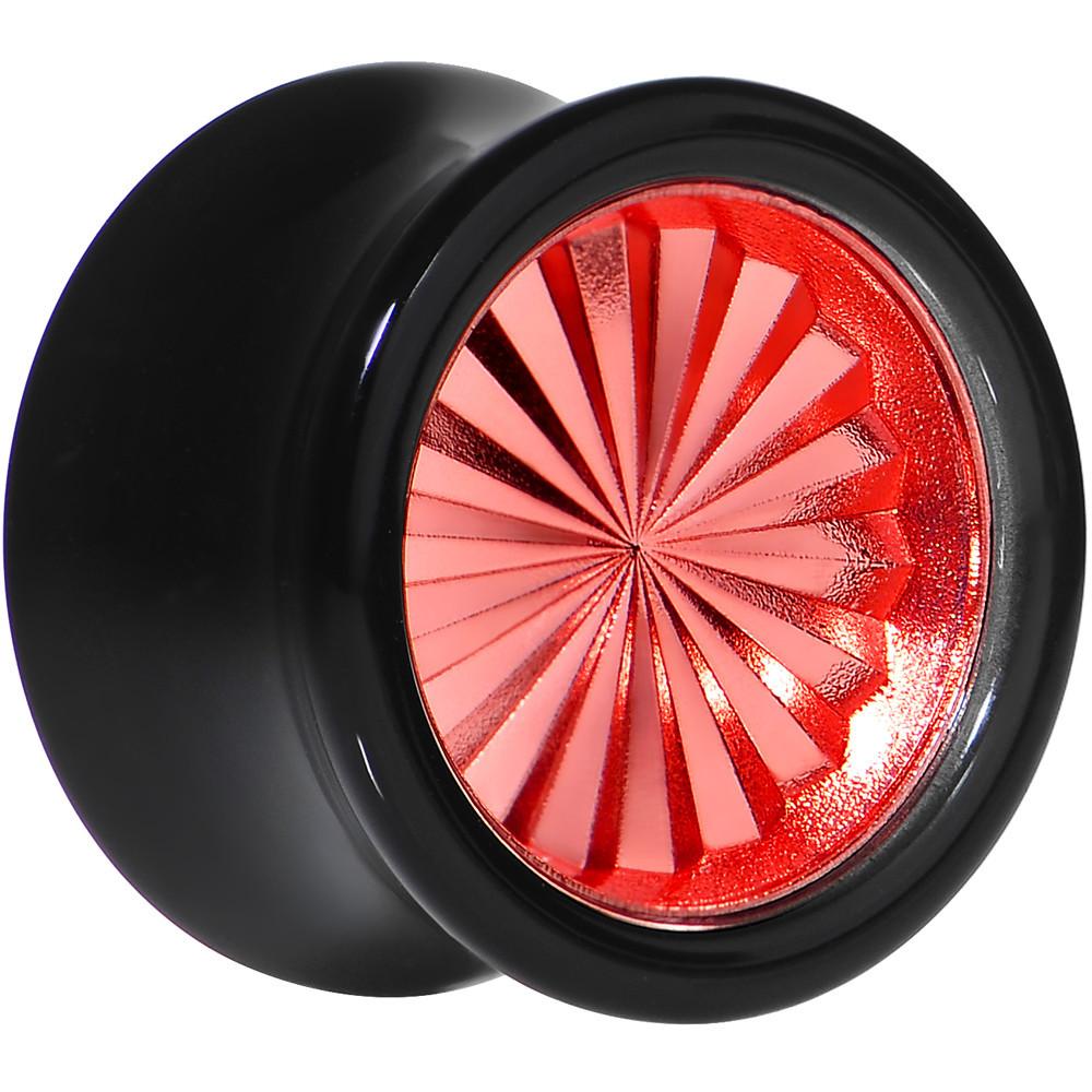 BodyCandy Black Acrylic Red Flashy Tire Rim Saddle Plug 2G to 20mm — alternative angle