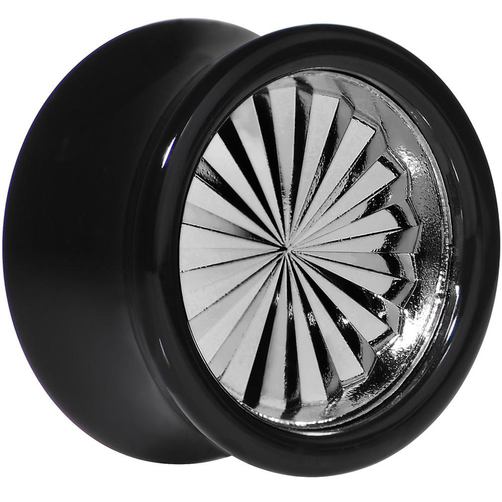 BodyCandy Black Acrylic Grey Flashy Tire Rim Saddle Plug 2G to 20mm — in-use photo